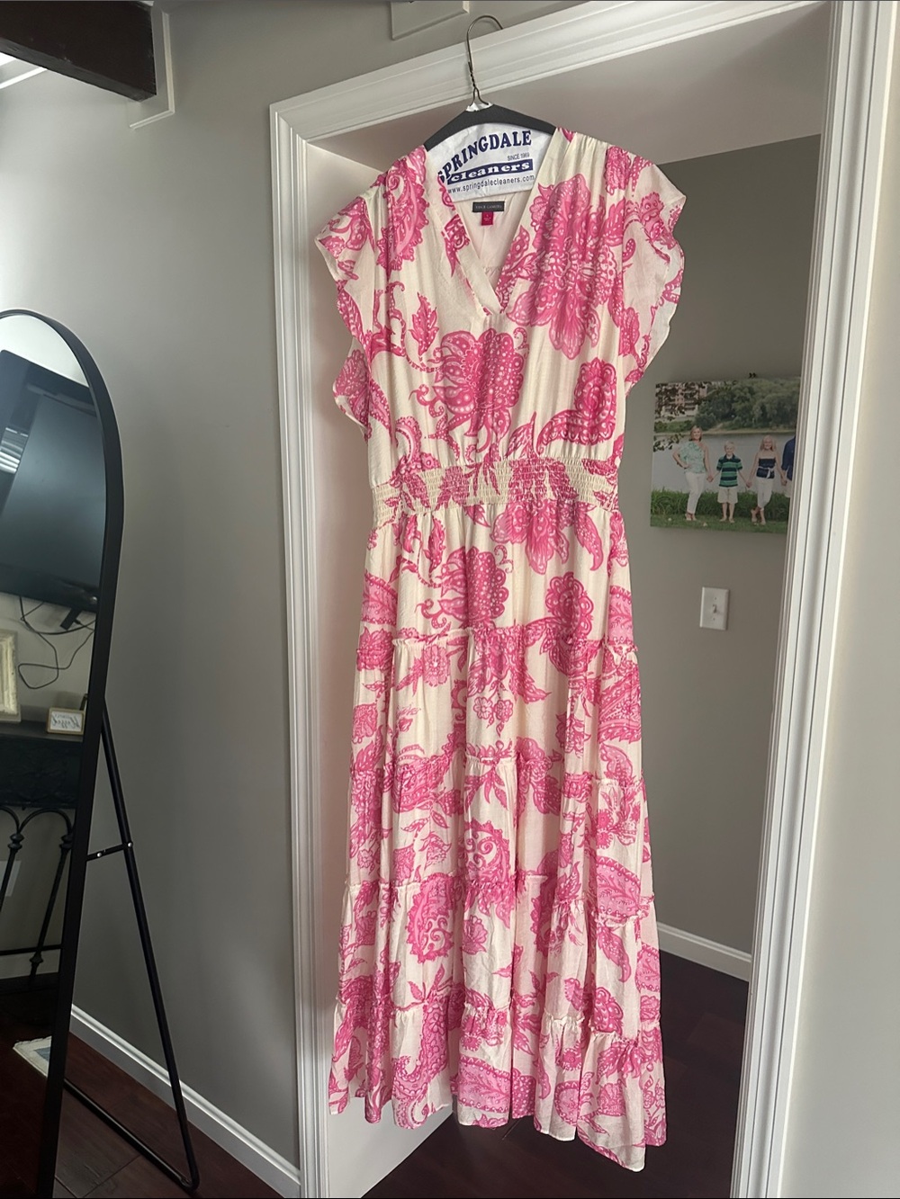 Vince Camuto Cream Maxi Dress with Pink Floral Print